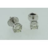 PAIR OF 18CT WHITE GOLD DIAMOND EARRINGS each diamond approximately 0.5ct (total 1.0ct overall