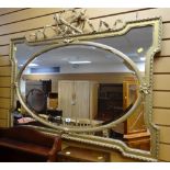 ORNATE GILT FRAMED FIVE SECTION MIRROR with torch and ribbon decoration to the top