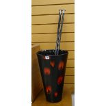 MODERN CERAMIC STICK STAND / PLANTER, together with two walking canes, one with a hallmarked