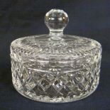 WATERFORD CRYSTAL GLASS COVERED BON-BON DISH heavy quality with classic-cut decoration and dimpled