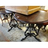 PAIR OF CAST METAL& MAHOGANY CIRCULAR TOP PUB TABLES