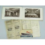 CUNARD WHITE STAR LINE QUEEN MARY EPHEMERA comprising 1936 Cabin Plan of Accommodation, sales-