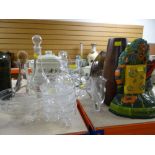 ASSORTED GLASSWARE including Dartington glass decanter, fruit bowls, cast metal door stop ETC