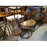ASSORTED FURNITURE to include wheel back hoop-chairs, half moon table, carved table ETC