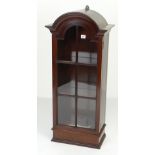 NEAT ANTIQUE-REPRODUCTION HANGING MAHOGANY CABINET, single sectional glazed door with dome top,