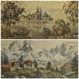 PAIR OF LARGE FRAMED LANDSCAPE TAPESTRIES