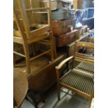 BARLEY TWIST GATE-LEG TABLE with set of four vintage James Shoolbred & Co. railback chairs,