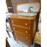 MID-CENTURY CHEST OF FOUR DRAWERS & TWO MID CENTURY WALL MIRRORS