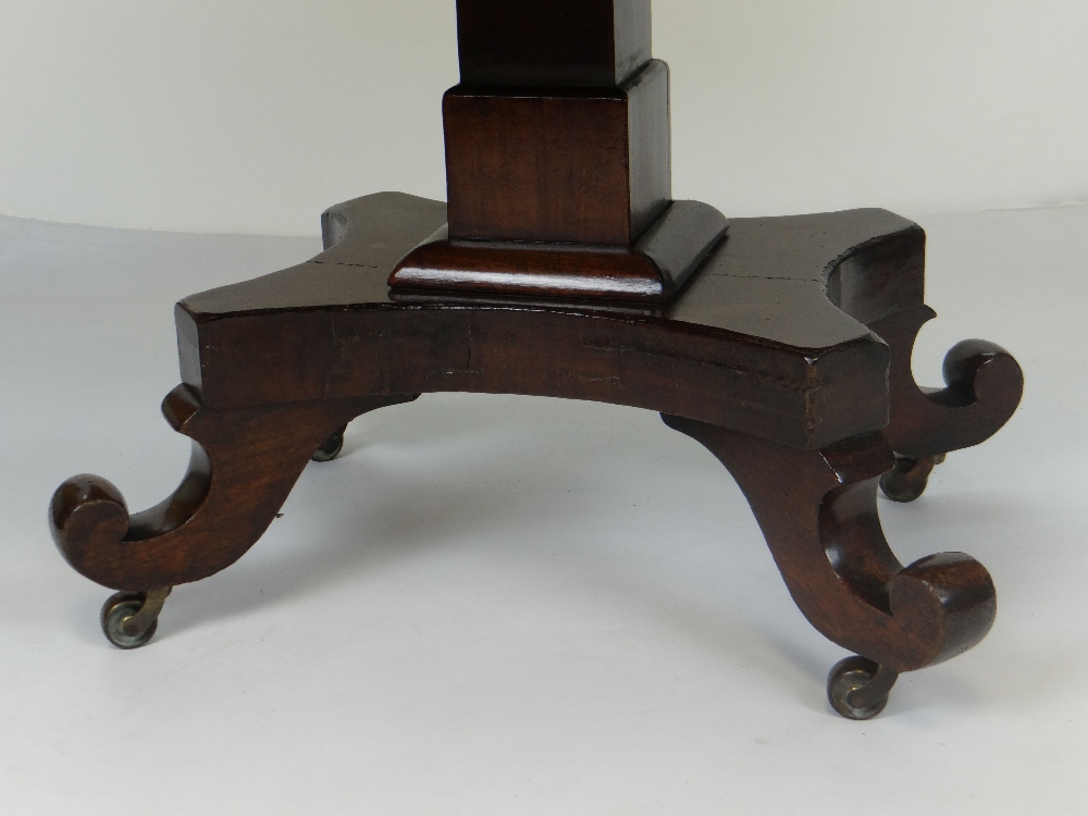 VICTORIAN MAHOGANY SOFA-TABLE, twin drop flaps, columnal supports with scroll feet and casters, - Image 2 of 3