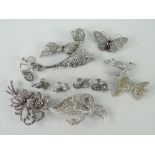 MARCASITE JEWELLERY comprising brooches, earrings and dress ring