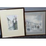 P FENTON watercolours, two - entitled 'Laura Place Aberystwyth', signed and dated 1979, 29 x