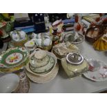 ASSORTED TEAWARE, biscuit barrel ETC