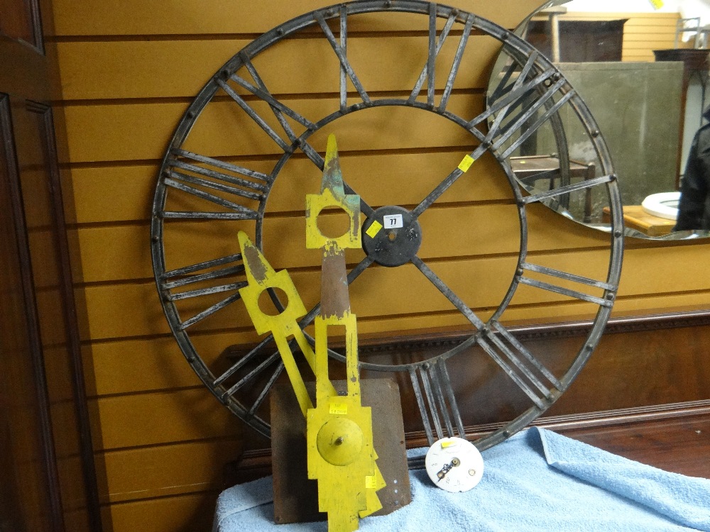 LARGE CIRCULAR CLOCK CHAPTER with hands movement and enameled dial (for assembly), 79cms diameter