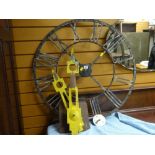 LARGE CIRCULAR CLOCK CHAPTER with hands movement and enameled dial (for assembly), 79cms diameter