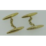 PAIR OF 18CT YELLOW GOLD 'TORPEDO' CUFFLINKS in Luther French jewellery box, 5.4gms.