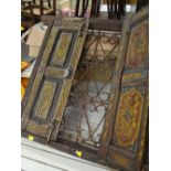 RUSTIC PAINTED WOODEN MOROCCAN WINDOW SHUTTER with ornate metal grill, purchased in Morocco