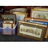 TWO TUBS OF VARIOUS FRAMED PRINTS & FURNISHING PICTURES