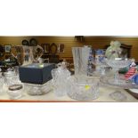 GOOD QUALITY GLASSWARE including vases, bowls ETC, together with a boxed Waterford 'Millennium