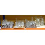 ASSORTED GLASSWARE including drinking glasses, decanters, jugs ETC