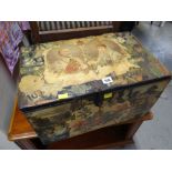 INTERESTING VICTORIAN SCRAPWORK COVERED TWIN HANDLED WOODEN BOX
