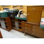 ASSORTED MID-CENTURY BEDROOM FURNITURE & BOOKCASES