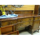 EARLY 20TH CENTURY MAHOGANY SIDEBOARD, ball and claw supports, carved detail, rail back, 196cms