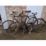 TWO VINTAGE PEDAL BICYCLES complete with vintage Dunlop and Brooks saddles