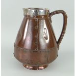 DOULTON SILICONE JUG simulating a copper jack with silver collar, impressed marks to base