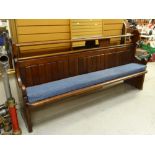 GOOD CHAPEL PITCH PINE PEW, 212cms long