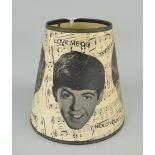 ORIGINAL 1960'S 'THE BEATLES' TABLE LAMP SHADE, featuring portraits of each band member over music