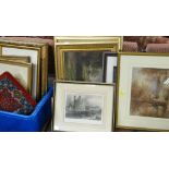PARCEL OF VARIOUS FRAMED WATERCOLOURS & PRINTS