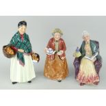 THREE ROYAL DOULTON BONE CHINA FIGURINES to include 'The Orange Lady' HN1953, 'Prized Possessions'