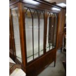 TWO DOOR MAHOGANY INLAID STANDING CABINET, 126cms wide