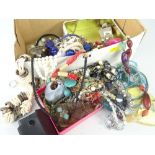ASSORTED COSTUME & DRESS JEWELLERY to include various beads, bar brooches, earrings, cufflinks ETC