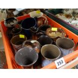 TRAY OF EWENNY POTTERY including jugs, vases ETC