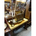 GILDED & MARBLE SIDE TABLE and sundry brass items ETC