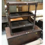 VINTAGE STAINED PINE SEAMAN'S CHEST & VINTAGE TEA TROLLEY