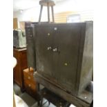 ASSORTED FURNITURE including vintage metal two door cabinet, joined stool, index drawer ETC (all