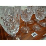 ASSORTED WATERFORD CRYSTAL GLASS comprising five wine glasses, ten sherry glasses, goblet vase,