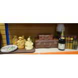 ASSORTED ITEMS to include vintage 00-Gauge railway items in two cases, Sadler ceramic food canister