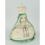 CONTINENTAL GLAZED EARTHENWARE BUST OF A QUEEN, or possibly Virgin Mary, no factory marks, 20cms