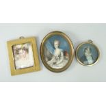 JAMES HOLMES miniature and two further miniatures - comprising (1) portrait of a girl with curls,
