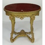 GOOD 19TH CENTURY CARVED GILT WOOD OVAL TABLE BASE in ornate Rococo style with coronet stretcher and