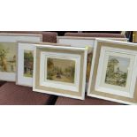 ALF LANSDELL watercolours - views of Burma, signed, 19 x 14cms and 16 x 23cms, together with three