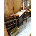 ASSORTED FURNITURE including antique corner wash-stand, vintage hanging mahogany mirror with glove