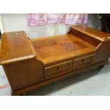 REPRODUCTION MAHOGANY LONG-JOHN COFFEE TABLE with raised terminals and drawers