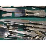 BOXED CASE OF WHITE METAL MIXED CUTLERY comprising spoons, knives and forks