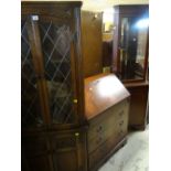 REPRODUCTION STANDING GLAZED CORNER CUPBOARD / REPRODUCTION BUREAU / REPRODUCTION CORNER CABINET