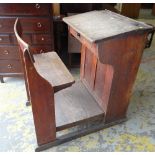 VINTAGE WOODEN SCHOOL-MASTER'S DESK with adjoining raised chair