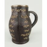 DOULTON SLATERS PATENT LANDLORDS BEER JUG titled 'The Landlord's Caution' with silver collar,